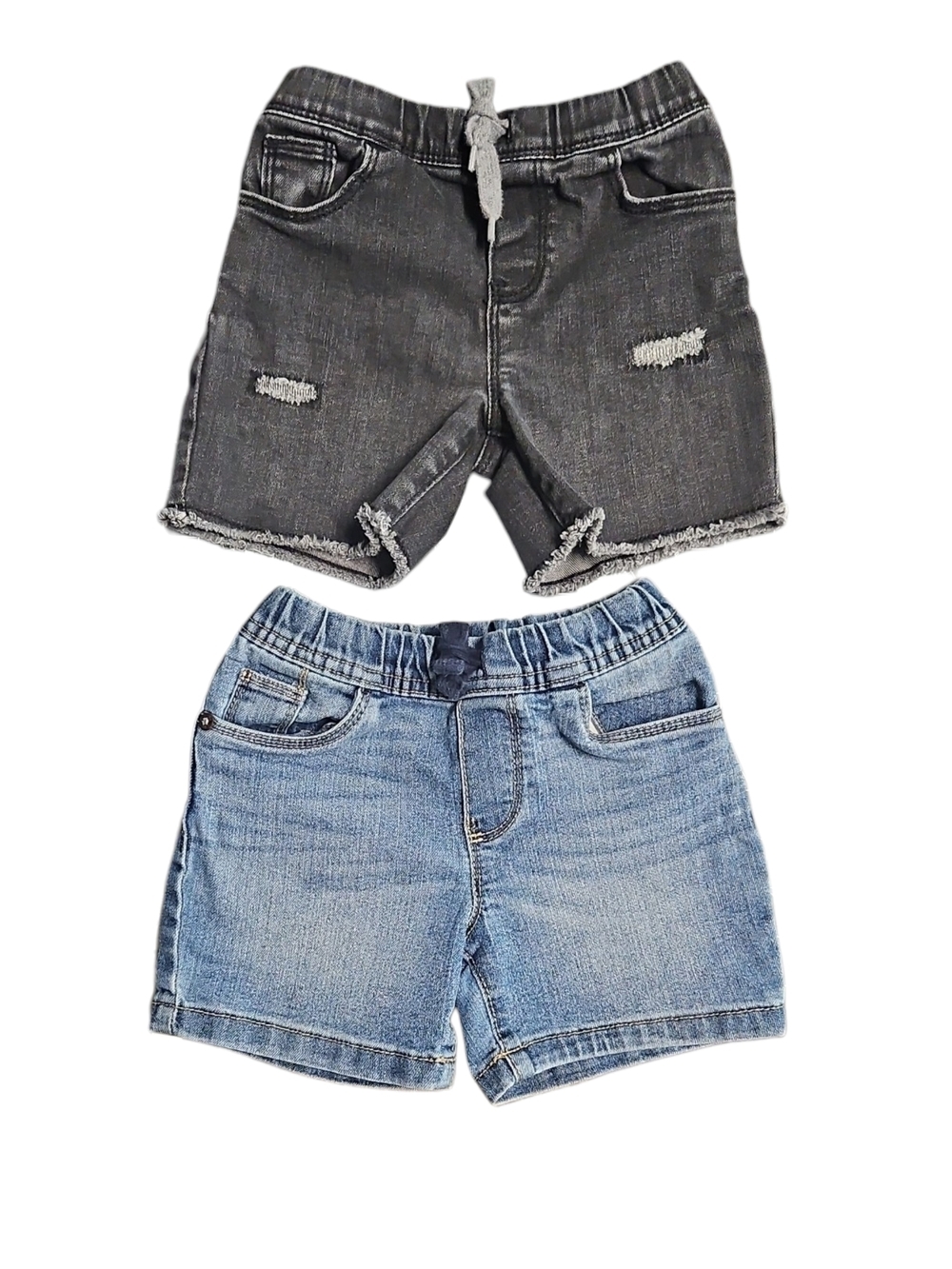 Carter's Two-Pack Denim Drawstring Shorts - Gray & Light Blue Size 24 Months
